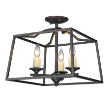 Golden Canada 3072-SF NB - Golden Lighting Athena 3-light Semi-Flush Mount in Natural Black